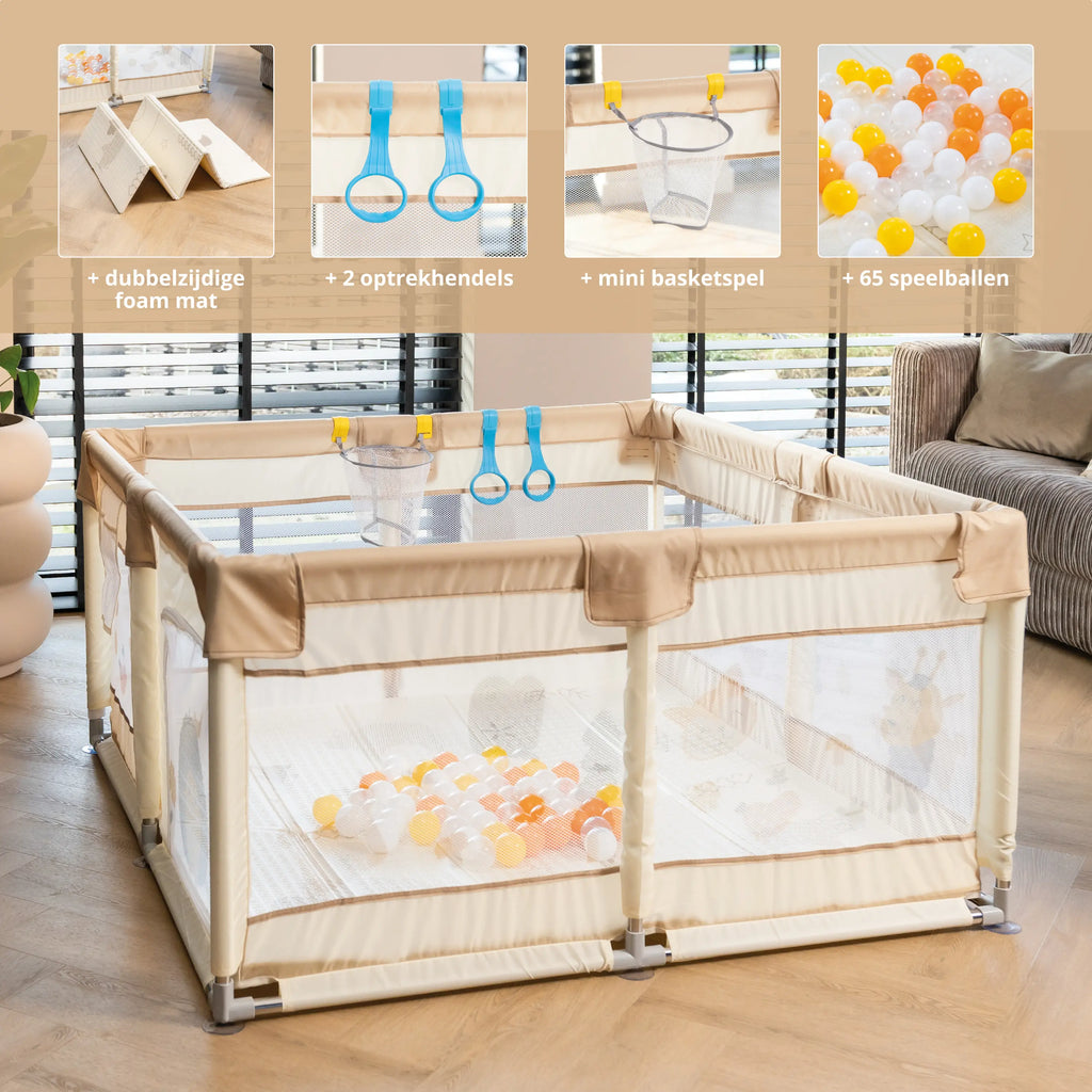Baby Speelbox 128x128 cm – Taupe