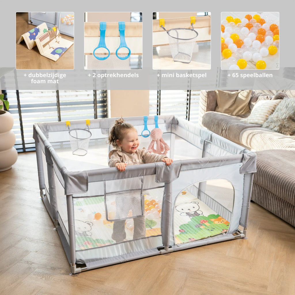 Baby Speelbox 120x120 cm – Grijs