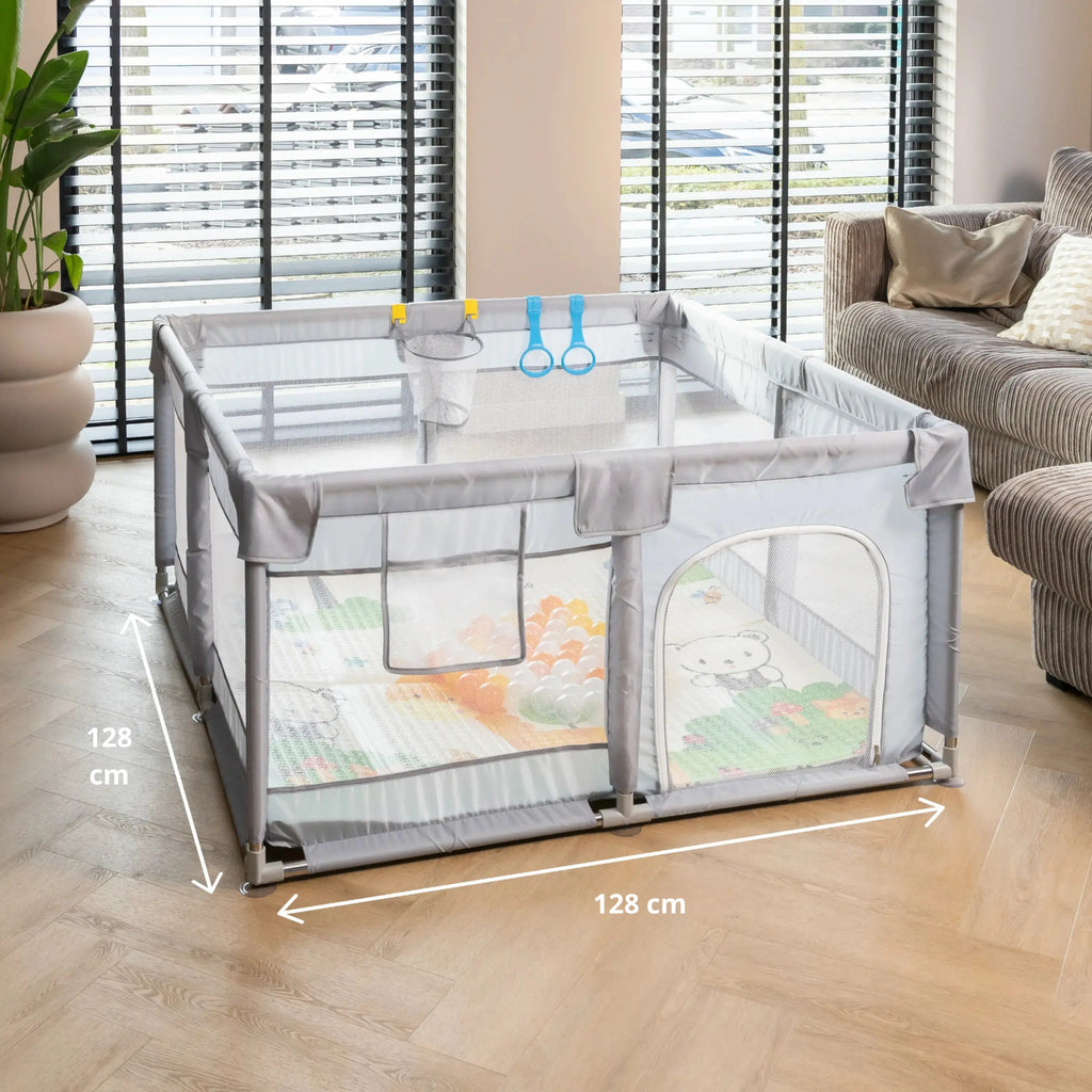 Baby Speelbox 128x128 cm – Grijs