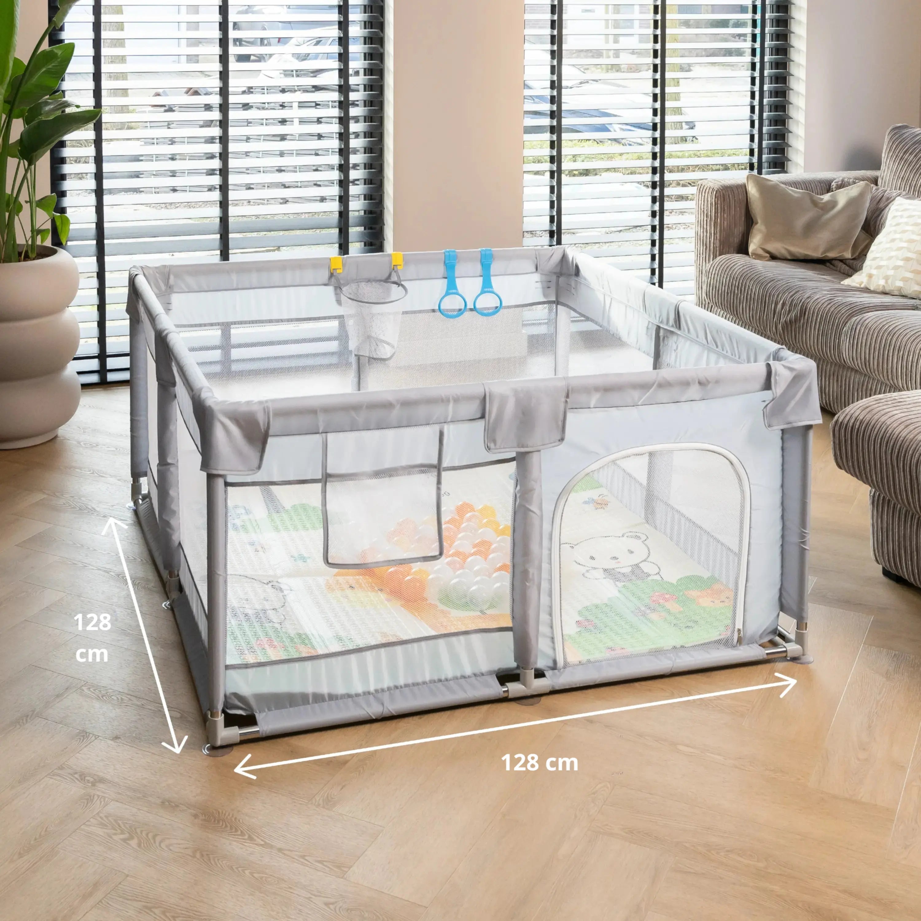 Baby Speelbox 128x128 cm – Grijs