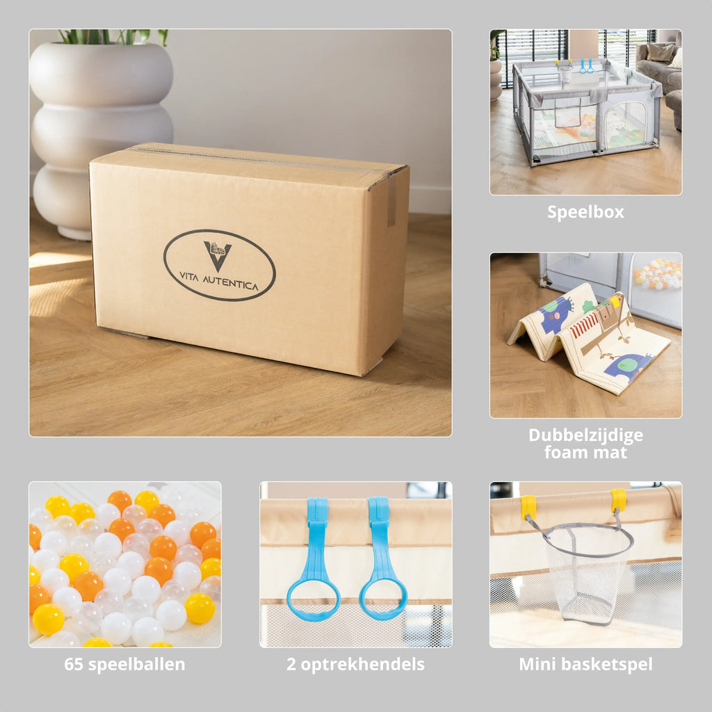Baby Speelbox 180×200 cm – Grijs