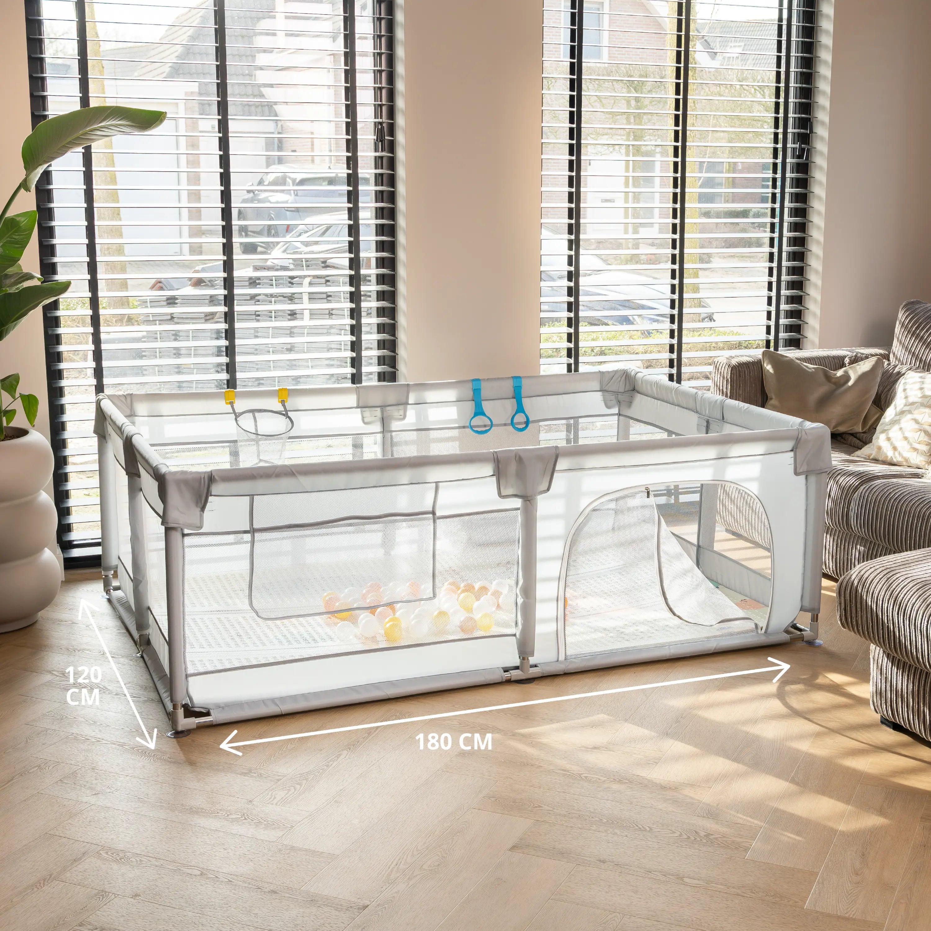 Baby Speelbox 120×180 cm – Grijs