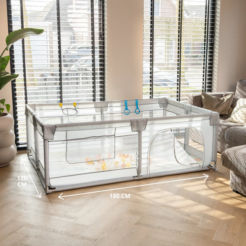Baby Speelbox 120×180 cm – Grijs