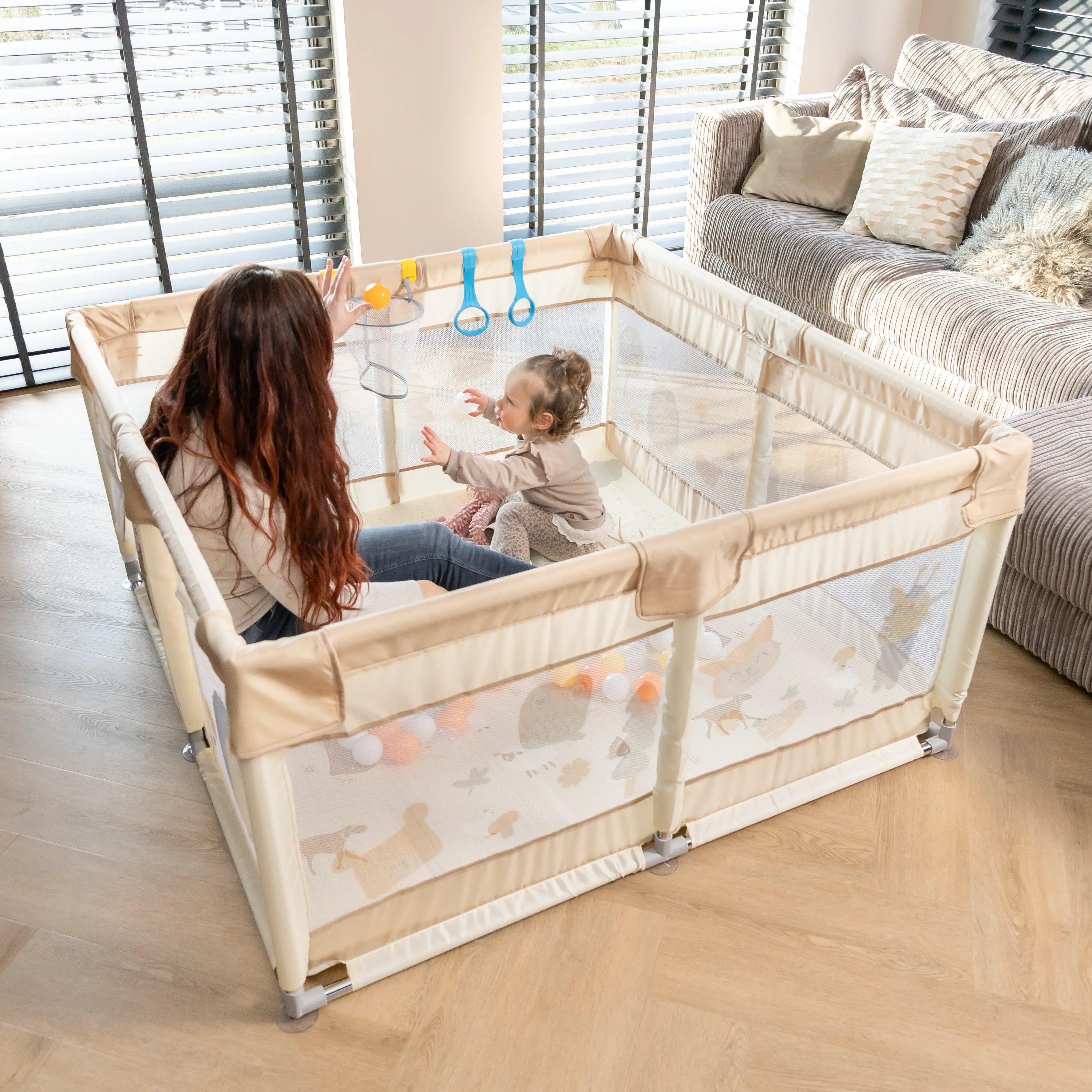 Baby Speelbox 128x128 cm – Taupe