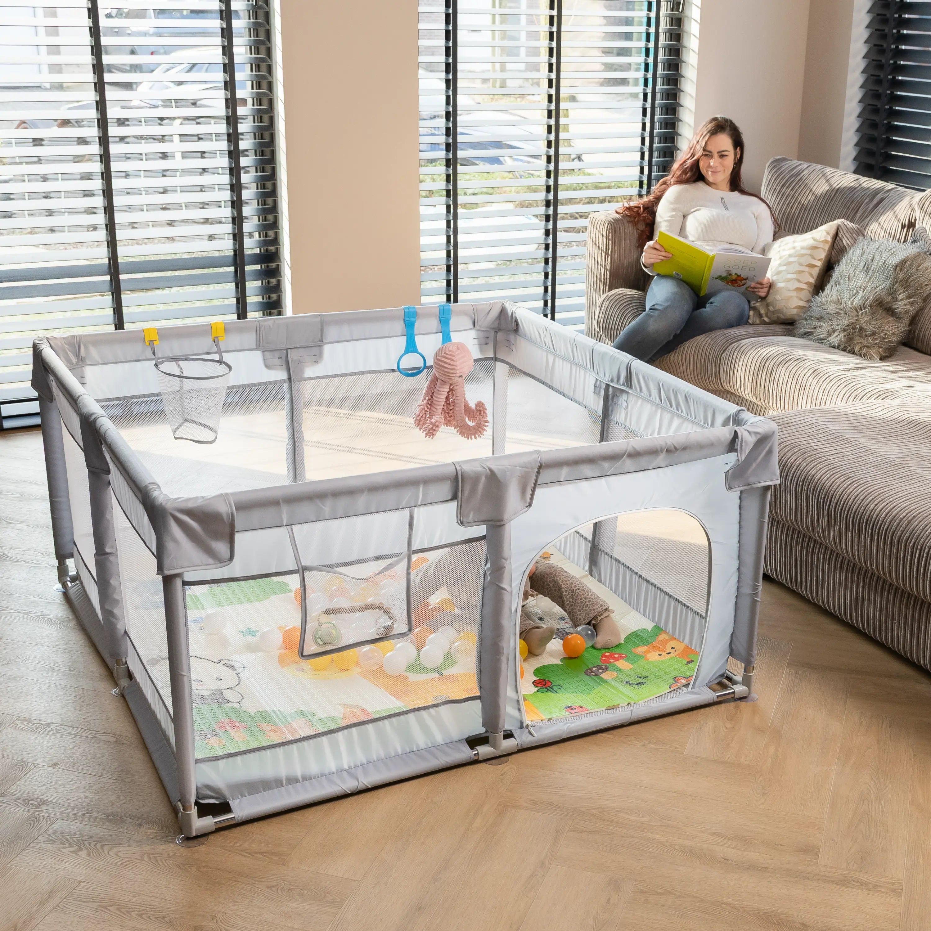 Baby Speelbox 120x120 cm – Grijs