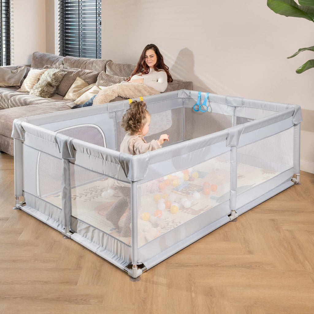 Baby Speelbox 120×180 cm – Grijs