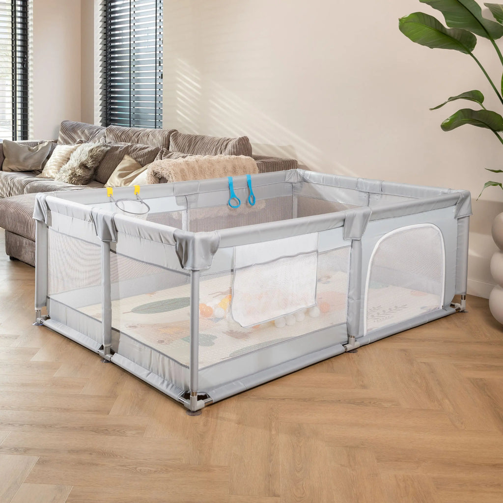 Baby Speelbox 120×180 cm – Grijs