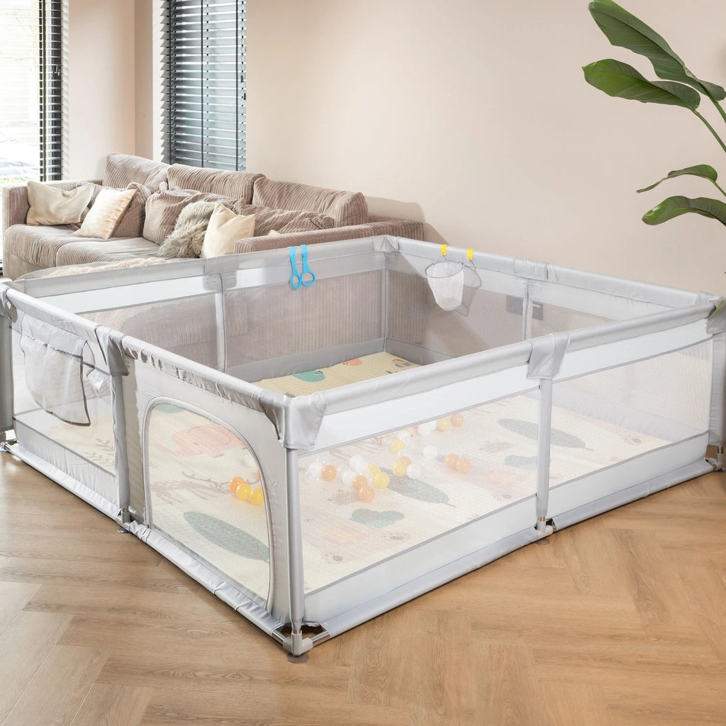 Baby Speelbox 180×200 cm – Grijs